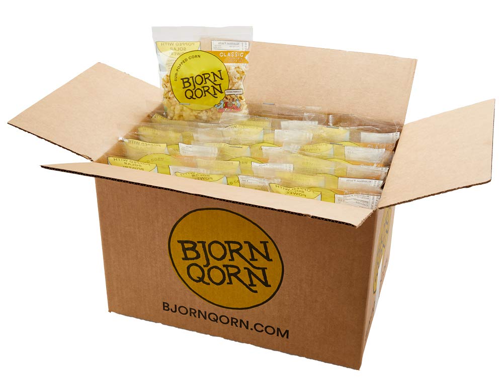 BjornQorn Mini Bag 30-Pack (Classic) Popcorn - Vegan & Gluten Free - Savory, Cheesy, Umami - (30 1oz bags)