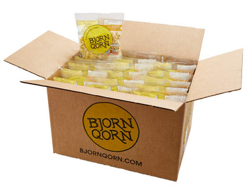 BjornQorn Mini Bag 30-Pack (Classic) Popcorn - Vegan & Gluten Free - Savory, Cheesy, Umami - (30 1oz bags)