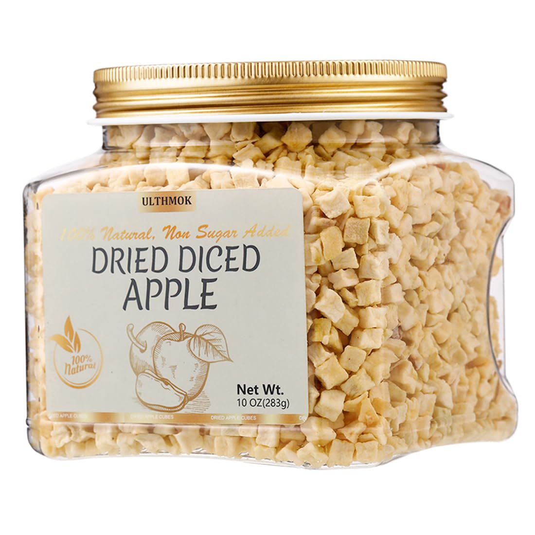Premium Dried Diced Apples,10 Oz /283g,1 Ingredient Made with 100% Natural Apple, No Sugar Added Dehydrated Apple, No Additives 