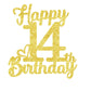14Th Birthday Cake Topper - Double Sided Gold Glitter, Happy 14Th Birthday Cake Topper For Girls,14 Cake Decorations For Girls,