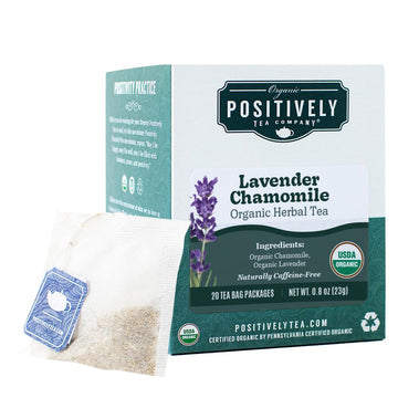 Organic Positively Tea Company, Lavender Chamomile, Herbal Tea Bags, 20 Count