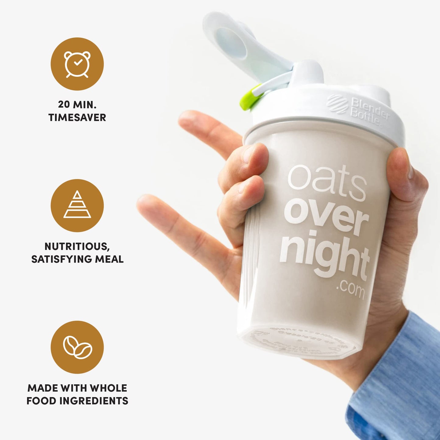 Oats Overnight Caramel Cold Brew Breakfast Shake - Vegan, 20g Protein, 65mg Caffeine, Gluten Free, 8 Pack (2.6 oz per meal)