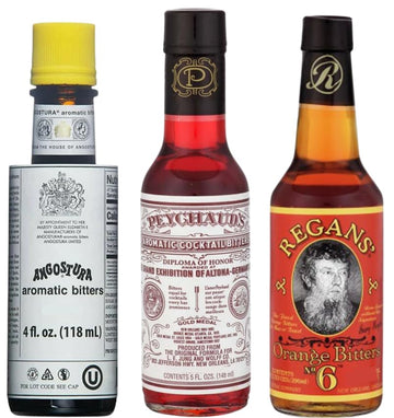 Parkway Distributors Cocktail Bitters Set - Old Fashioned Variety Pack, Angostura 4oz, Peychaud 5oz, Regans Orange 5oz