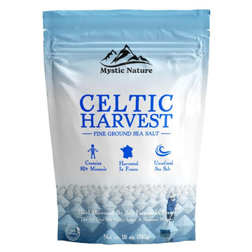 Celtic Harvest Fine Ground Sea Salt - 1.1lb - 18oz | Rich in 82+ Essential Minerals | 100% Natural & Unrefined | Hand Harvested 
