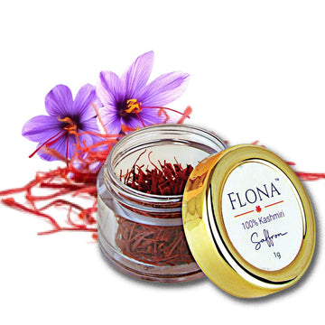 Flona Kashmiri Saffron Threads 1g - 100% Pure & Aromatic Organic Saffron for Cooking, Saffron Tea, Rice & Seasoning, Authentic K