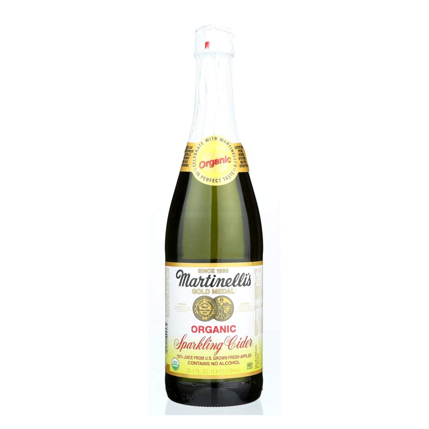 Martinellis Sparkling Cider Juice, Organic, 25.4 Fl Oz, Pack of 1, Model 0041244002535