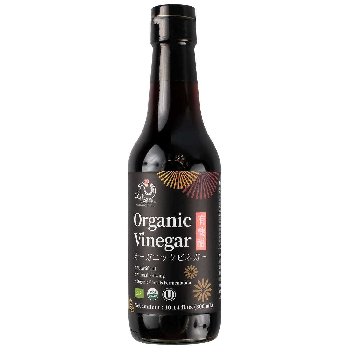 Yuho Organic Black Vinegar Organic Cereals Fermentation Chinkiang Vinegar Usda Eu Organic, Less Salt, Kosher, No Artificial Add,