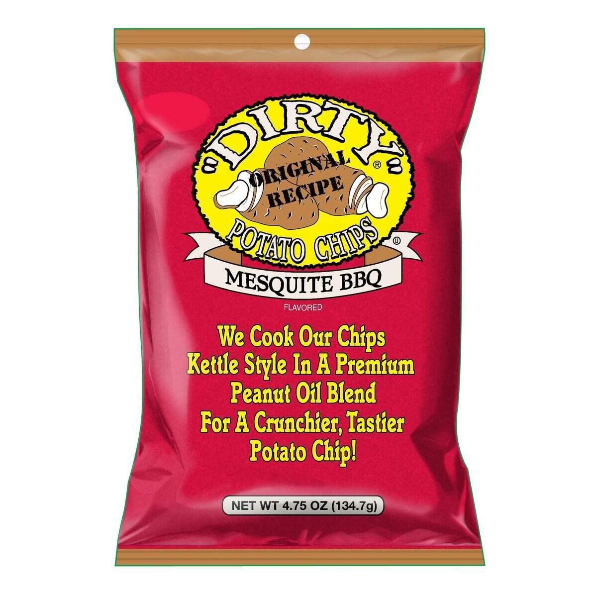 Dirty Potato Chips Dirty Kettle Chips Bag, Mesquite BBQ, 4.75 oz., 12 Count 4.75 Ounce (Pack of 12)