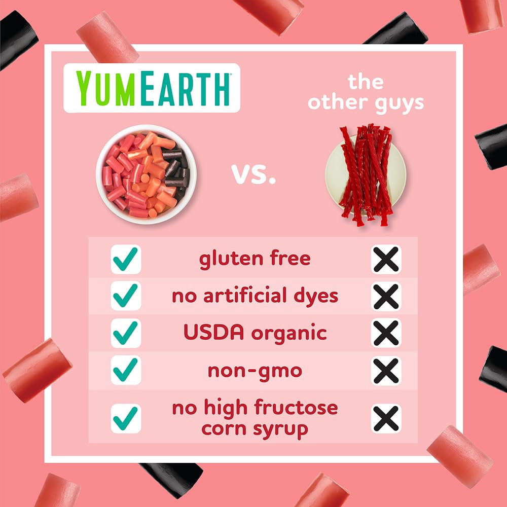 Yumearth Organic Gluten Free Strawberry Licorice Snack Packs - Allergy Friendly, Gluten Free, Non-Gmo, Vegan, No Artificial Flav
