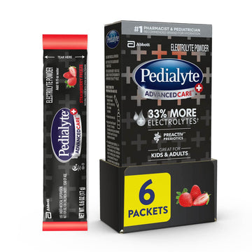 Pedialyte Advancedcare Plus Electrolyte Powder, With 33% More Electrolytes And Preactiv Prebiotics, Strawberry Freeze, Hydration