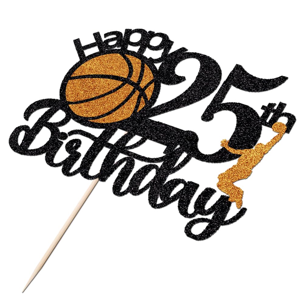 Crseniny Basketball Cake Topper, 25th Birthday Decoration, Sports Theme, Cheers to 25 Years, Ideal for Boys and Girls