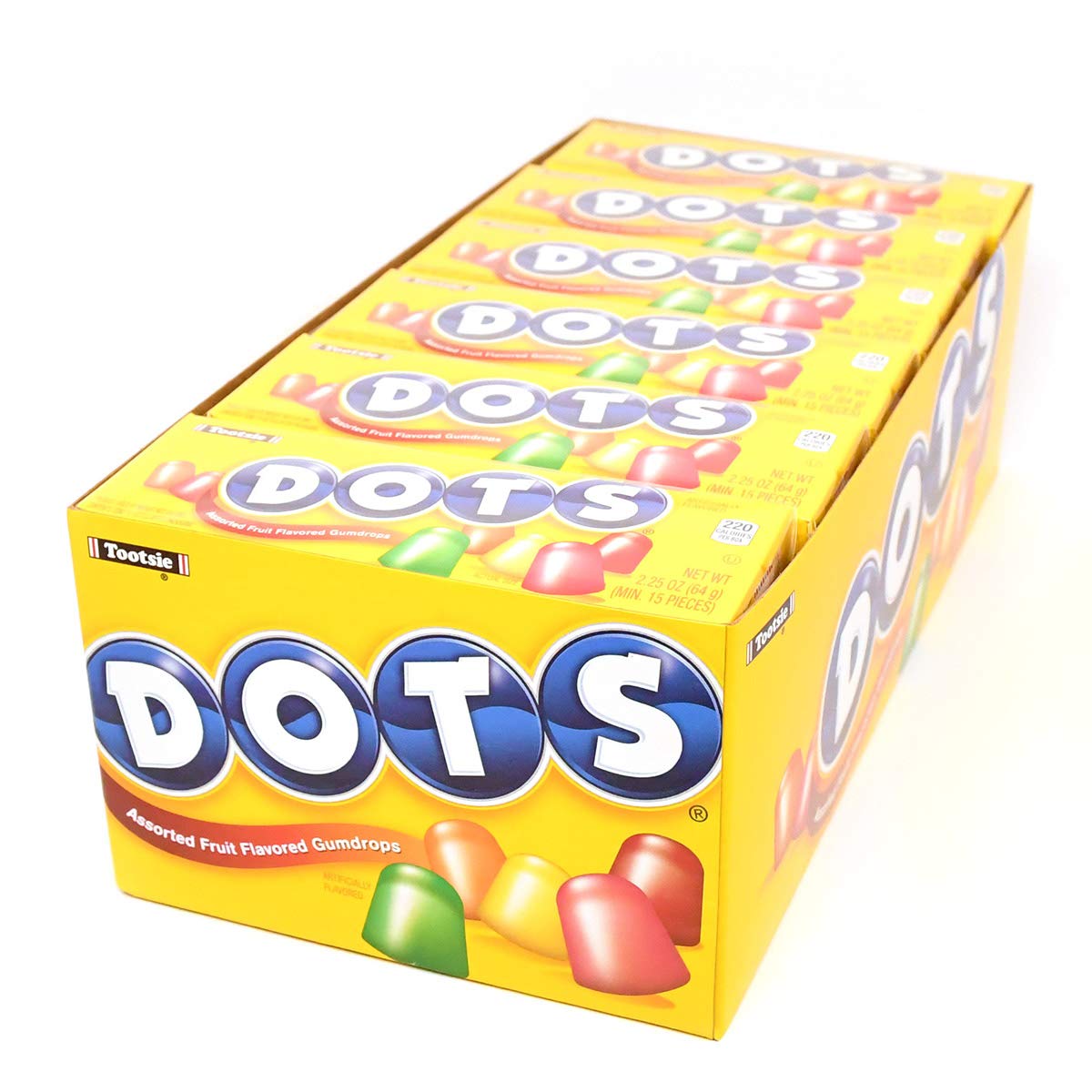 Dots Individually Wrapped Candy - Original Gummy Candy Flavors - Cherry, Lime, Orange, Lemon & Strawberry - Gluten Free, Kosher & Peanut Free Gumdrops - Bulk 24Ct, 2.2Oz Dots Candy Boxes