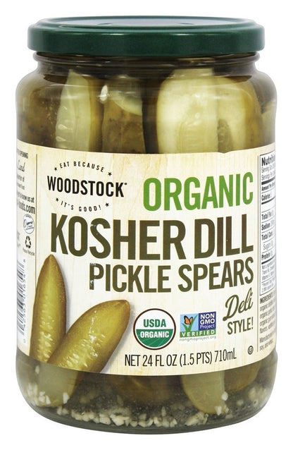 Woodstock Organic Pickles - Kosher Dill - Spears - Case of 6 - 24 oz.