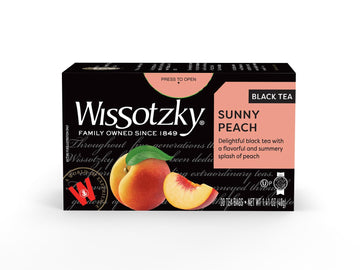 Wissotzky Sunny Peach Black Tea, 20 Tea Bags  Antioxidant Rich  Fruity Delight  Black Tea Bags