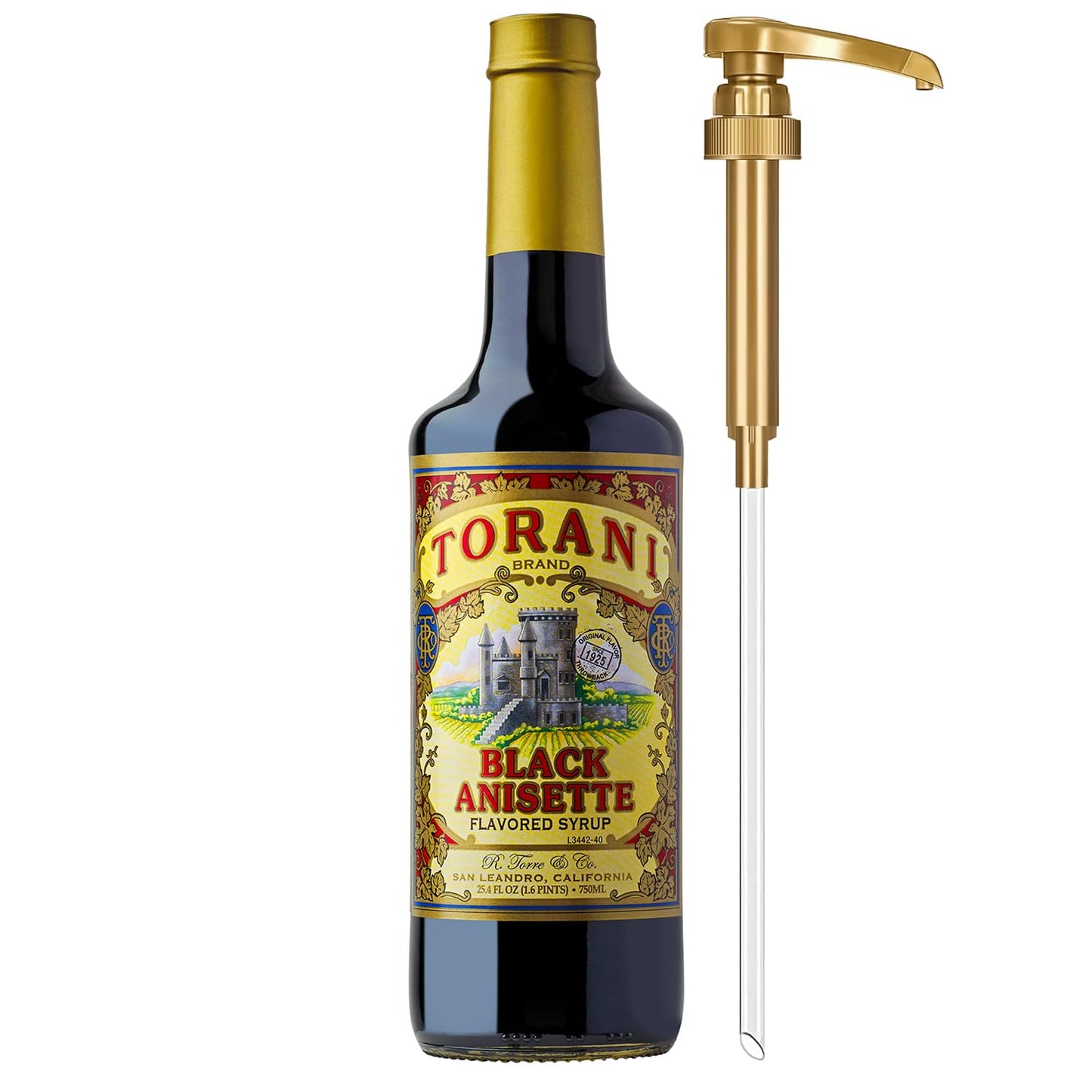 Torani Black Anisette Syrup  100Th Anniversary Flavor For Drinks  Glass Bottle With Pump Included  25.4 Fl Oz