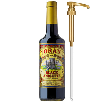 Torani Black Anisette Syrup  100Th Anniversary Flavor For Drinks  Glass Bottle With Pump Included  25.4 Fl Oz