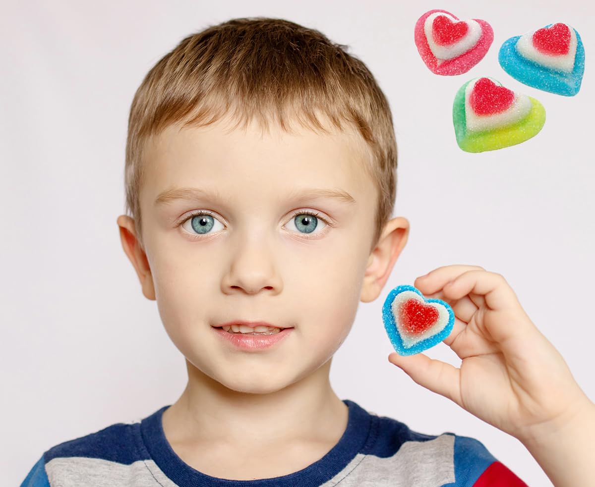 Fruidles Valentines Assorted Gummy Hearts Candy, Delicious Fruit Flavors Gummies (Half-Pound)