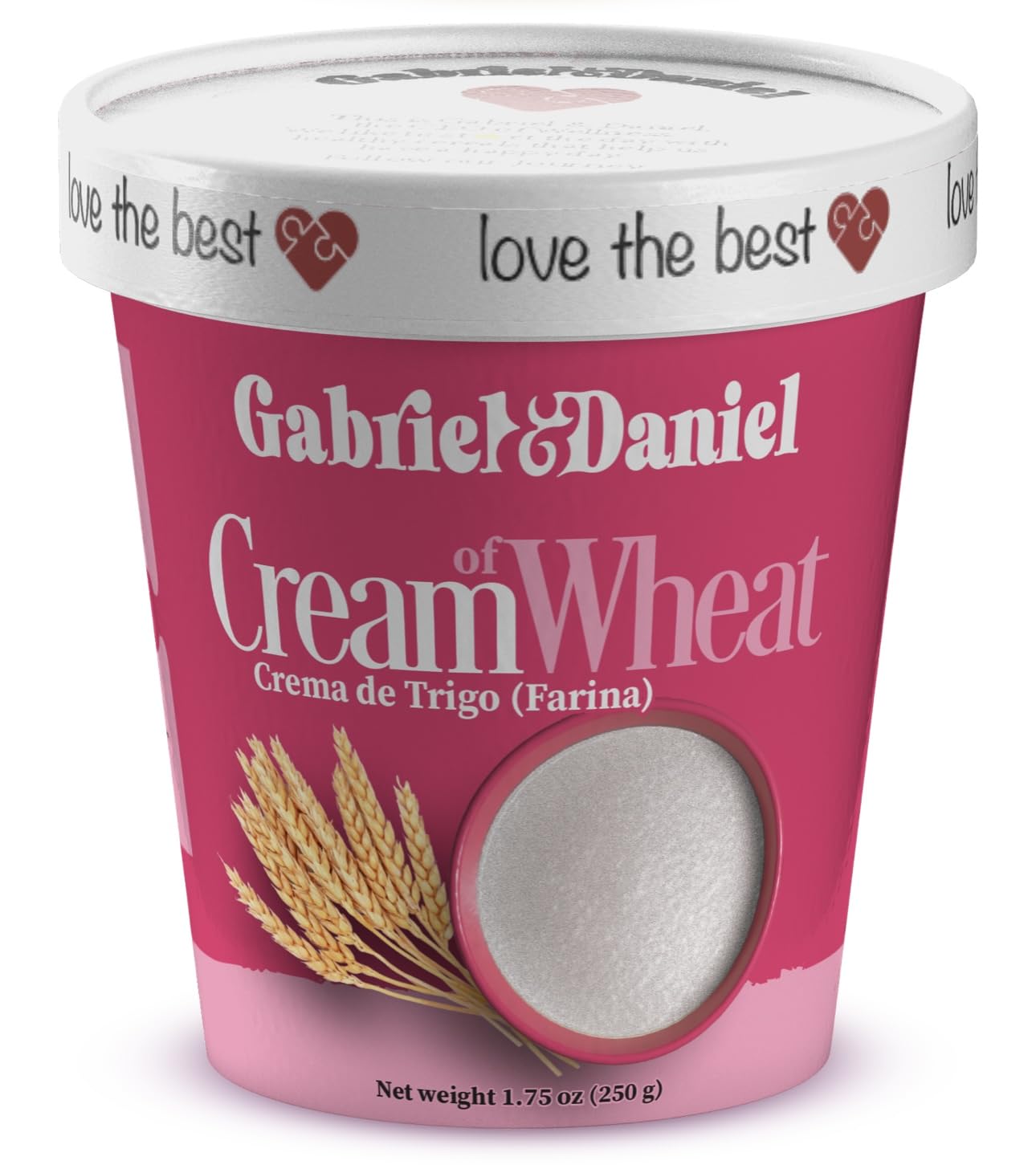 Gabriel & Daniel Organic Instant Creamy Wheat Hot Cereal Cup - Non-GMO, Rich in Iron & Vitamin C, Pack of 12