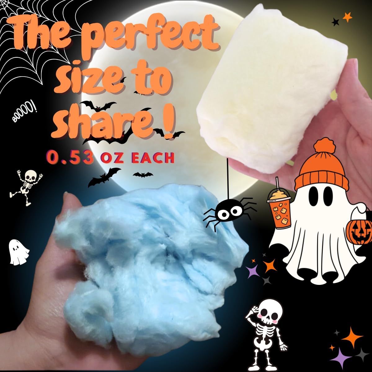 Lupy Lups! Cotton Candy Party Pack Halloween Edition - 0.5 oz 24 Pack Each, Individually Wrapped - Perfect for Stockings, Treats