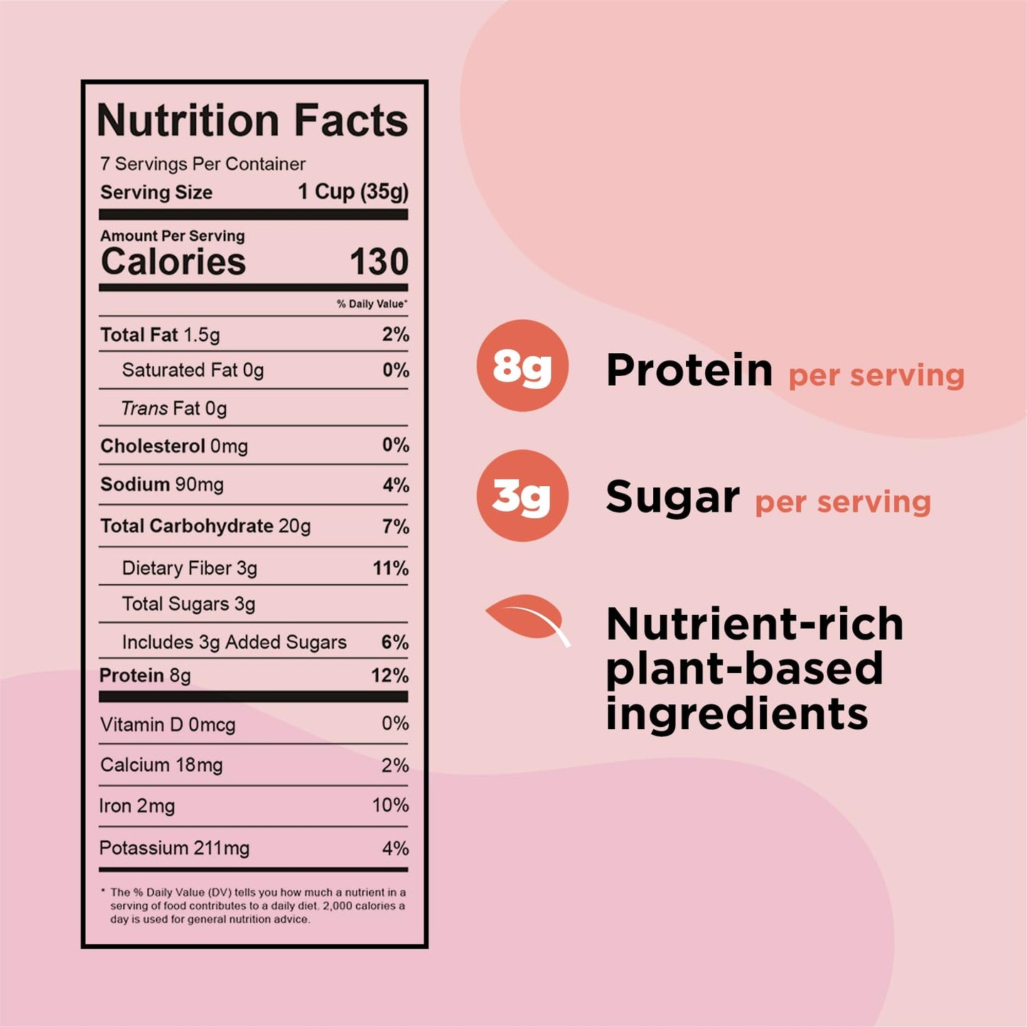 Plant-Based and Vegan Breakfast Cereal by Three Wishes - Cinnamon, 1 Pack - More Protein and Less Sugar Snack - Gluten-Free, Gra