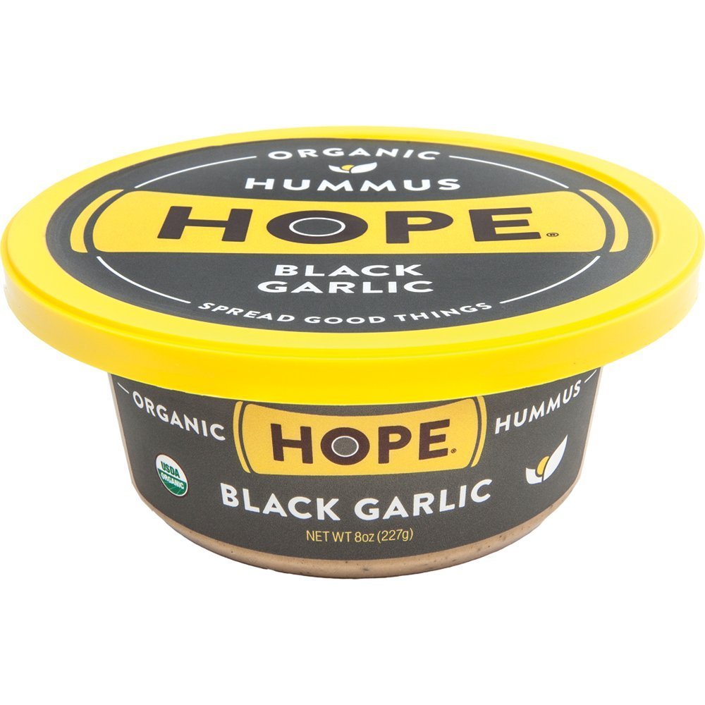 Hope Foods Organic Black Hummus, Roasted Garlic, 8 Ounce