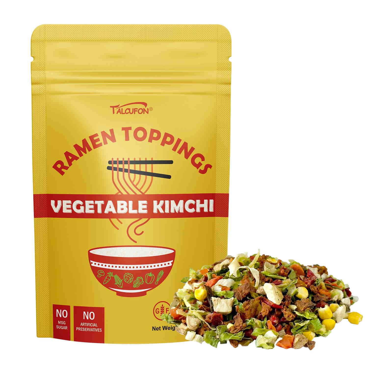 TALCUFON Ramen Toppings 8 Oz Dehydrated Dried Kimchi Vegetable Flakes All Natural Vegan Gluten Free Allergen Free Ideal Topping 