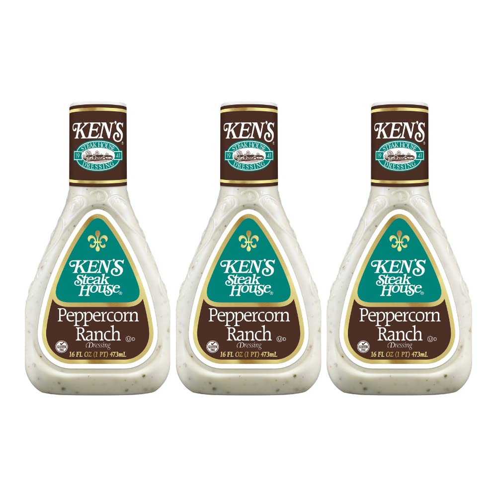 Ken's Steak House Peppercorn Ranch Dressing (Peppercorn Ranch, 16 Fl Oz, Pack of 3)