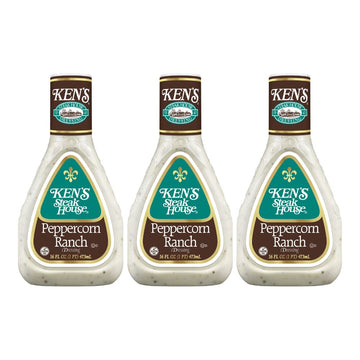 Ken's Steak House Peppercorn Ranch Dressing (Peppercorn Ranch, 16 Fl Oz, Pack of 3)
