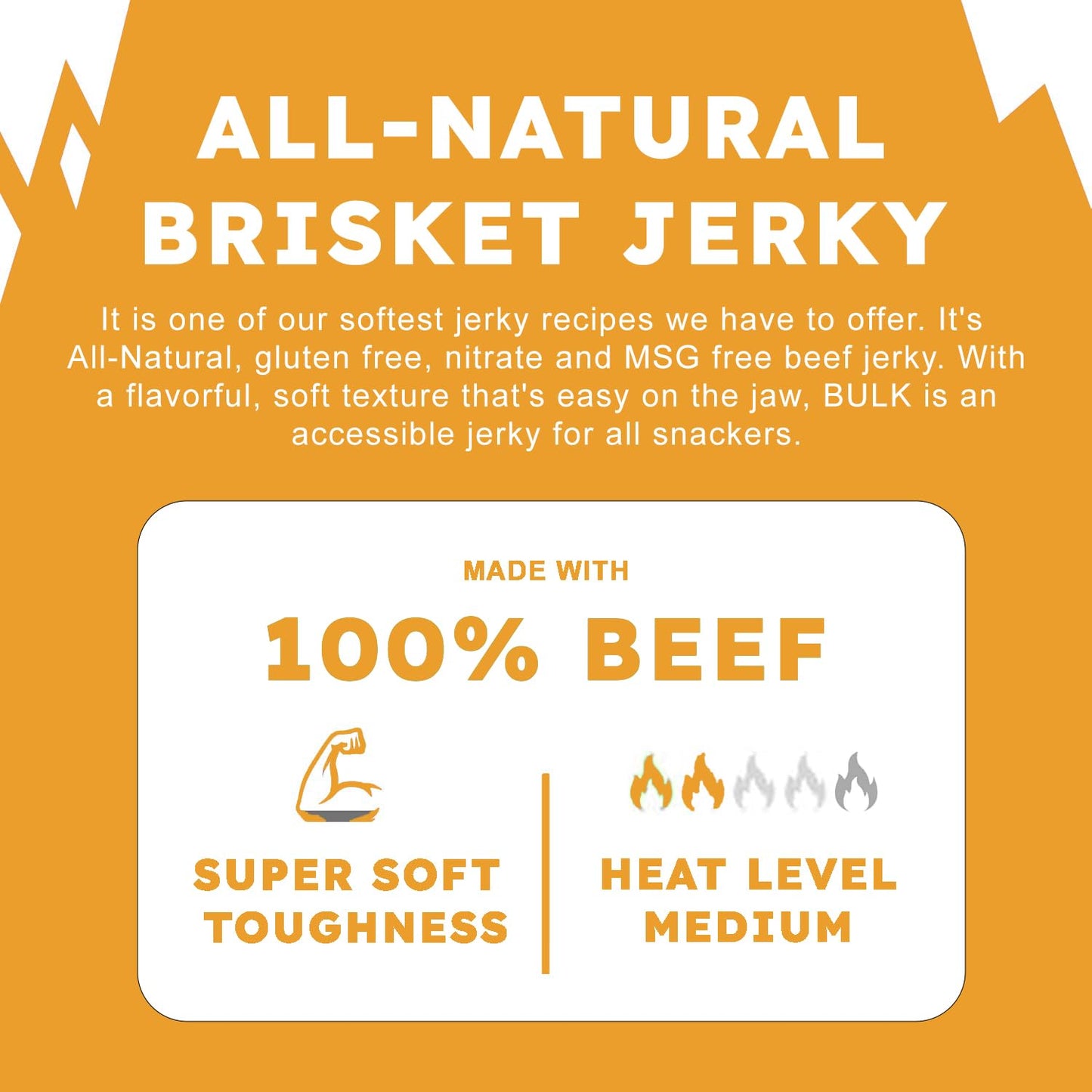 B.U.L.K Bulk Beef Jerky Snack Packs - Soft & Tender - Tropical Mango - 2.25 Ounce (Pack of 1) - All Natural Protein Snack
