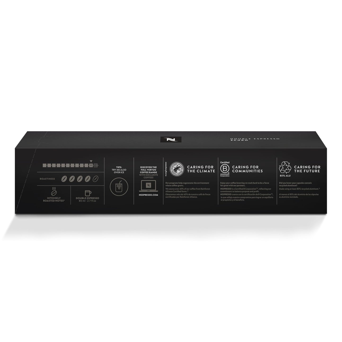 Nespresso compact pieces Vertuo Double Espresso Scuro 30-Count Coffee Pods, Dark Roast Espresso, Model 107546