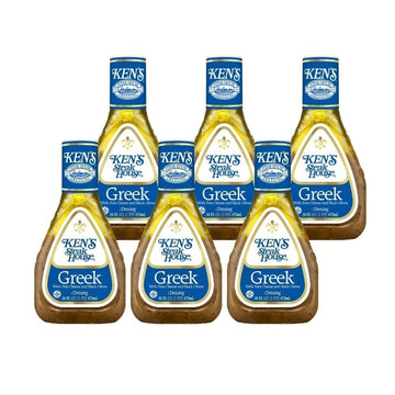 Kens Steakhouse Greek Dressing with Feta Cheese & Black Olives, Gluten Free, 16 Fl Oz (Pack of 6)