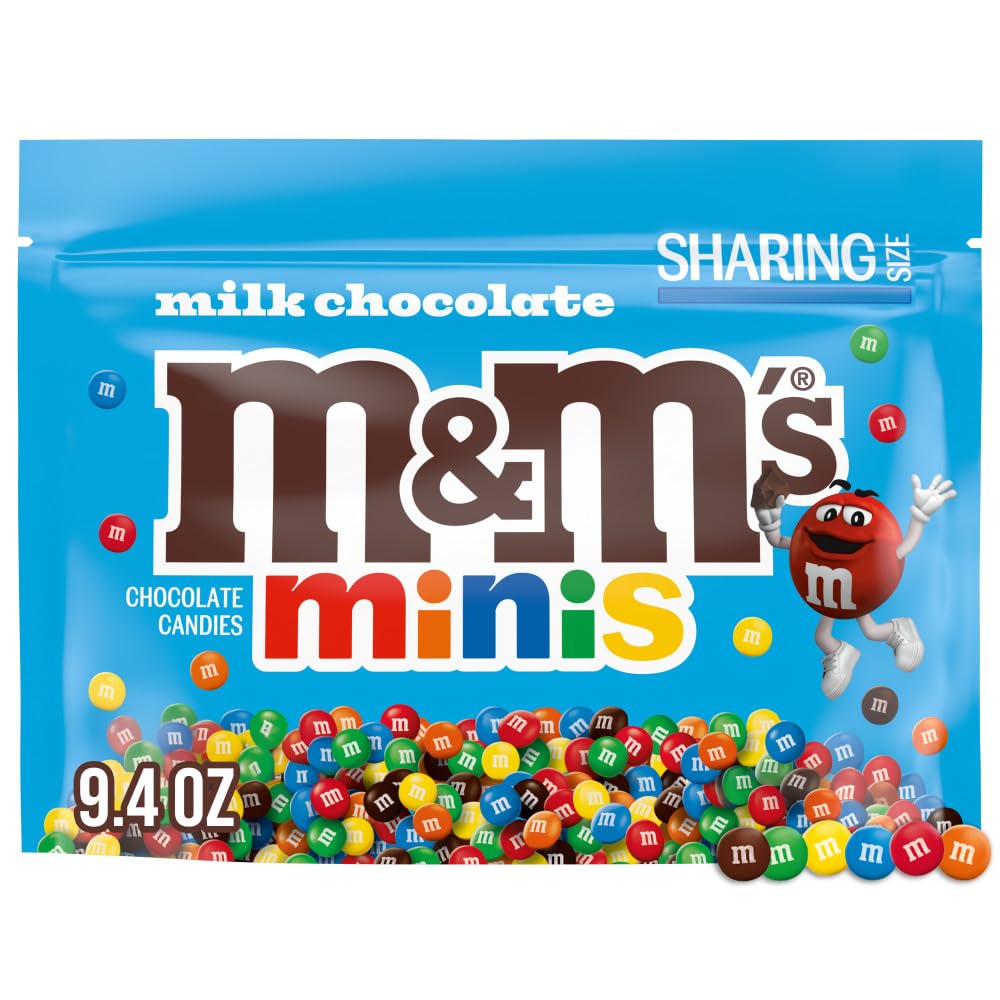 M&MS Minis Milk Chocolate Christmas Candy  Sharing Size  9.4 oz Resealable Bulk Candy Bag