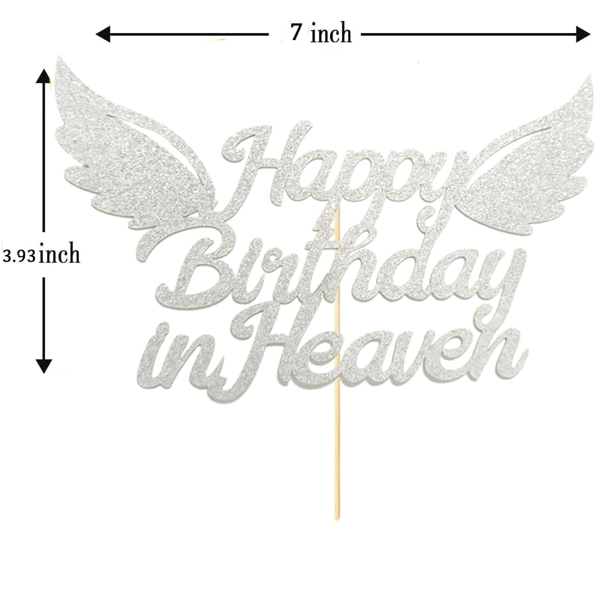Happy Birthday In Heaven Cake Topper Party Decorations For Birthday,Anniversary,Funeral,Celebration Of Life Party Supplies,Silve