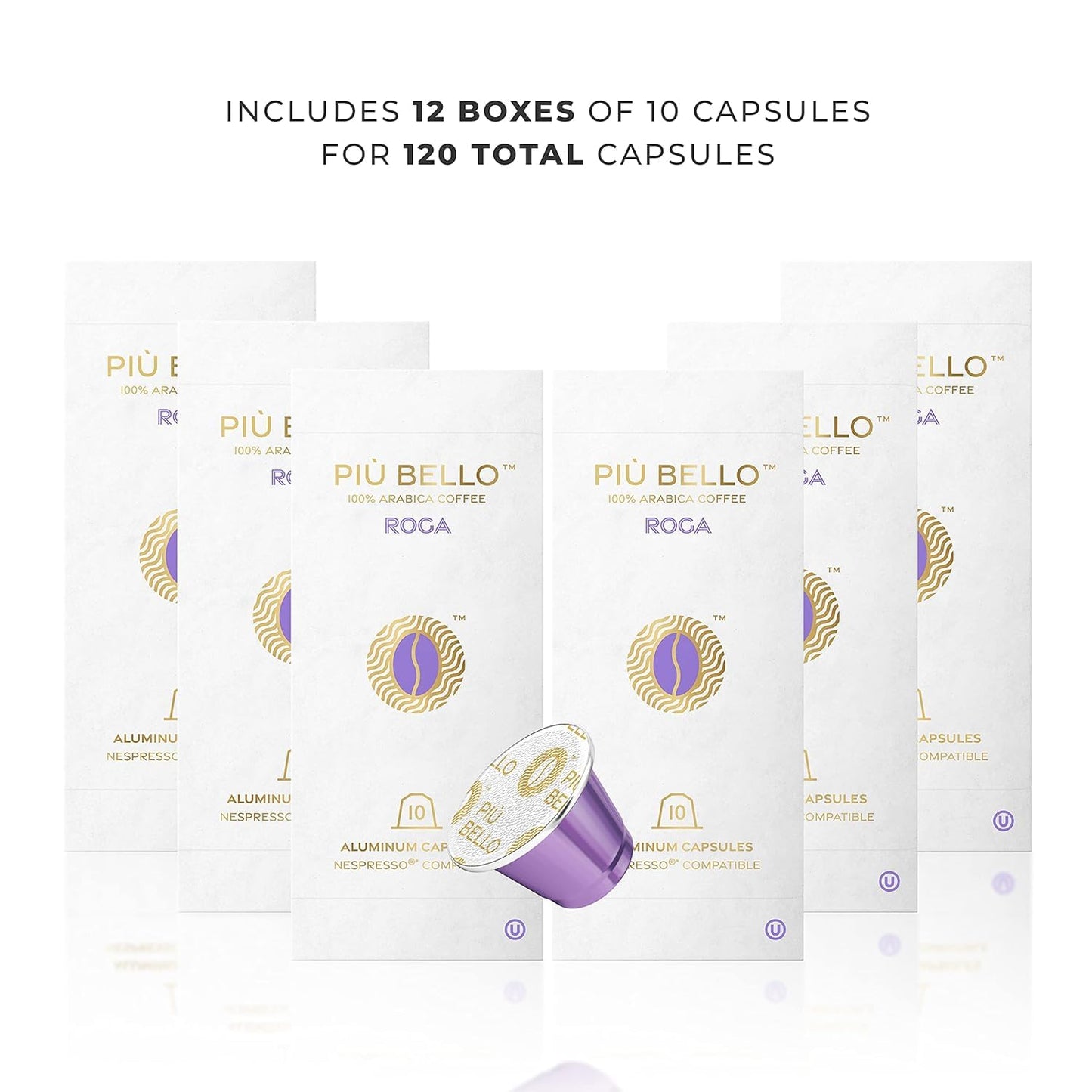 PIU BELLO Coffee Pods for Nespresso Machines - Rich Italian Espresso - Kosher Certified - 120 Count Pack