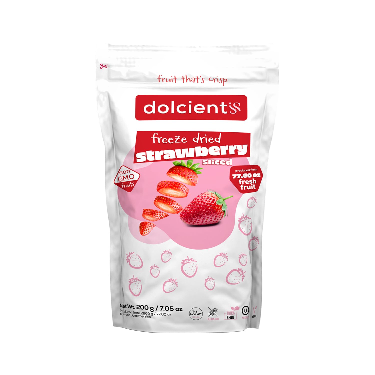 Dolcientis Freeze Dried Strawberries Sliced | 100% Natural Healty Fruit Snacks | Emergency Food Supply 25 Year Shelf Life | Non 