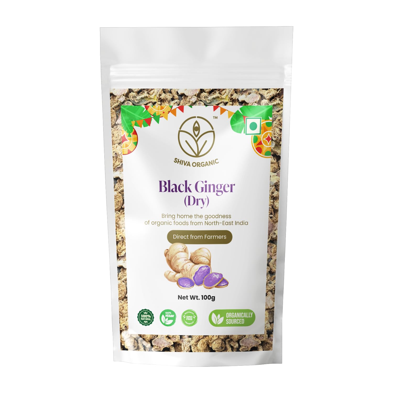 Shiva Organic Black Ginger Dry (100 gr) - Intense Heat, Fruity Flavor, and Healthy Benefits - Culinary Versatility at its Spicie