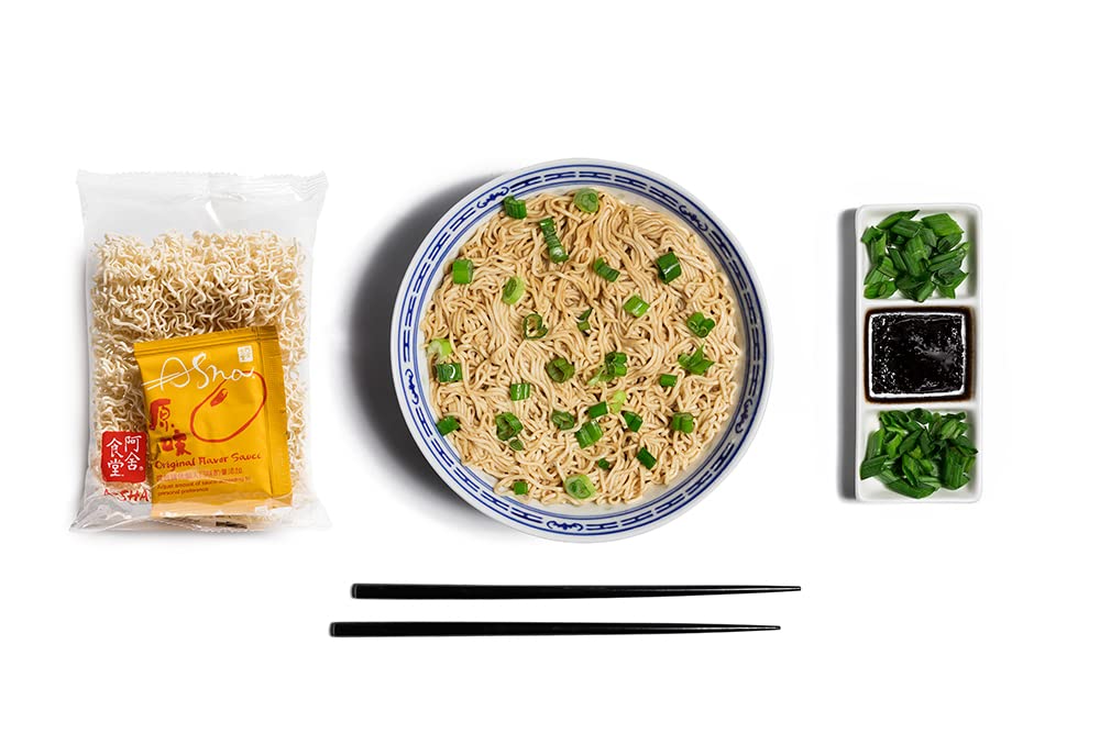 A-Sha Healthy Ramen Noodles With Original Soy Sauce - Chewy Tainan Thin Sized Noodles, 1 Bag(5 Servings)