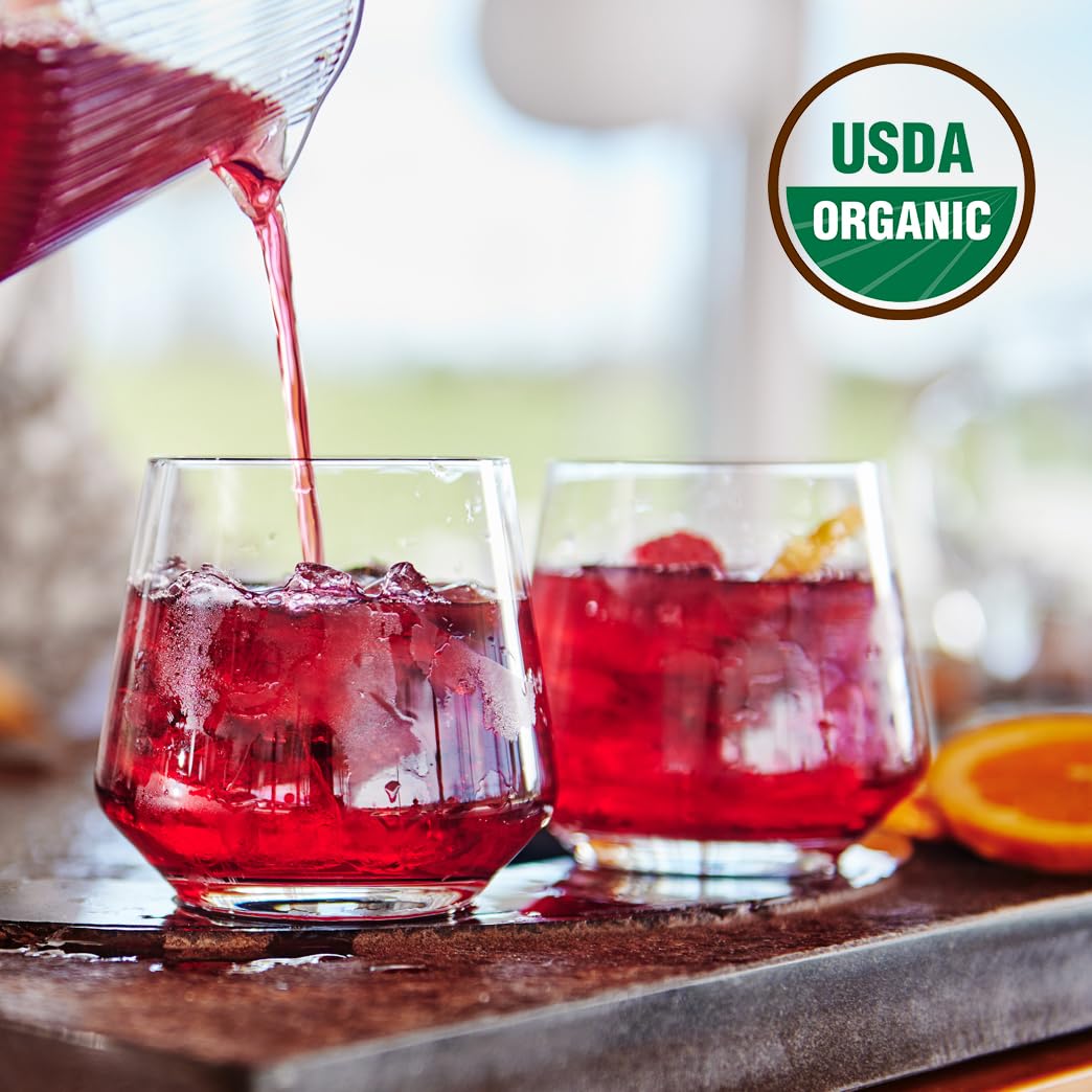 Grace Farms Organic Hibiscus Orange Iced Tea - 12 Brew Bags, 3 Gallons, Naturally Sweet, Sugar-Free, Refreshing Beverage