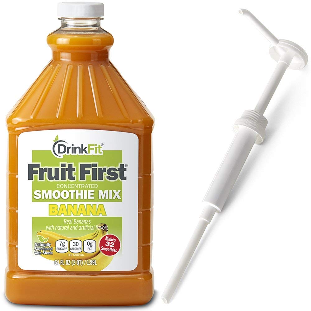 DrinkFit Fruit Smoothie | Real Fruit Puree, Low Sugar, Gluten:Free & Non:GMO, Banana Smoothie Mix : Makes 32 Smoothies, 64 Fl Oz