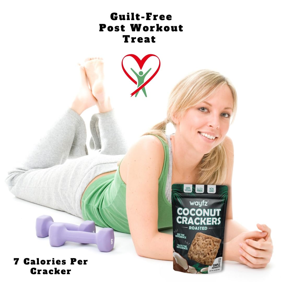 Roasted Coconut Crackers - Vegan Snack & Gluten Free Cracker Made with 100% Real Coconut - Organic, Dairy Free, Non-GMO, Lightly