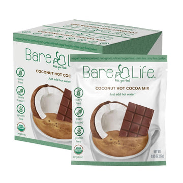 Bare Life: Dairy Free Coconut Hot Cocoa Mix | Single Serving 0.95 Oz (10 Pack) | Gluten Free, Vegan, Organic, Plant Based, Paleo