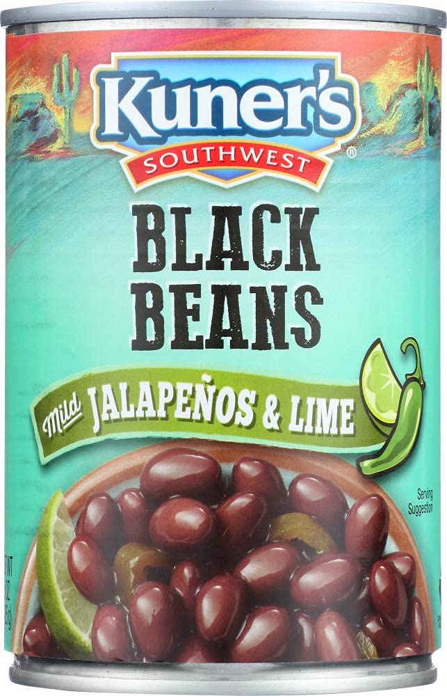 Kuners Black Beans Jalapeno, 15-ounces can (Pack of 12)