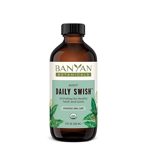 Banyan Botanicals Mint Daily Swish – Organic Ayurvedic Pulling Oil With Coconut Oil – Mouthwash For Fresh Breath And Sparkling Oral Health* – 8 Oz – Non Gmo Sustainably Sourced Vegan