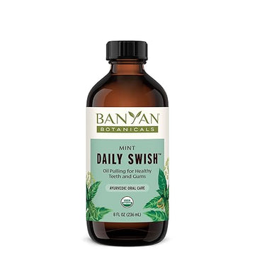 Banyan Botanicals Mint Daily Swish – Organic Ayurvedic Pulling Oil With Coconut Oil – Mouthwash For Fresh Breath And Sparkling Oral Health* – 8 Oz – Non Gmo Sustainably Sourced Vegan