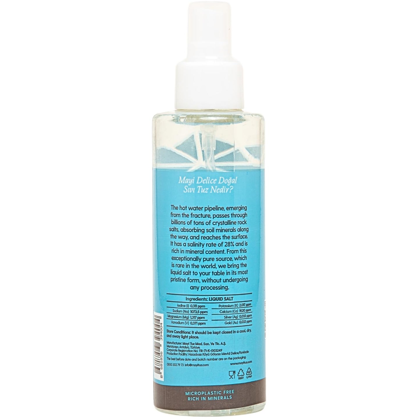 5.07 Oz Mayi Natural Liquid Spring Salt - Pure & Unrefined, Low Sodium, 84 Essential Minerals, Kosher Certified, 100% Clean - Id