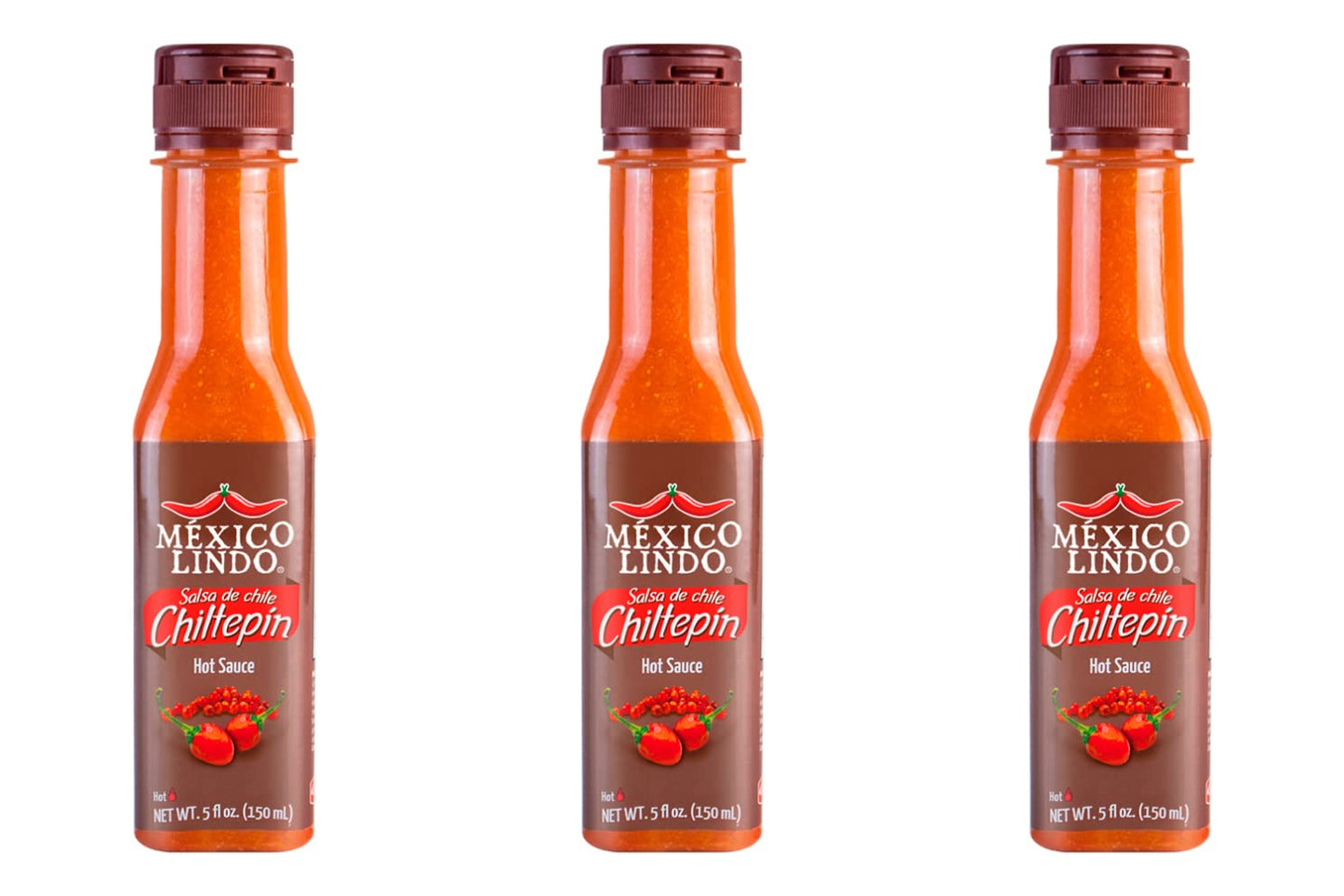 Mexico Lindo Chiltepin Hot Sauce | 14,200 Scoville Level | Traditional Spicy Flavor | 5 Fl Oz Bottles (Pack of 3)
