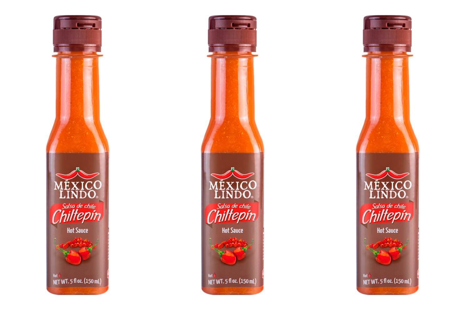 Mexico Lindo Chiltepin Hot Sauce | 14,200 Scoville Level | Traditional Spicy Flavor | 5 Fl Oz Bottles (Pack of 3)