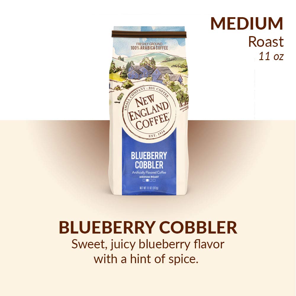 New England Coffee Blueberry Cobbler Medium Roast Ground Coffee, 11Oz Bag (Pack Of 3)