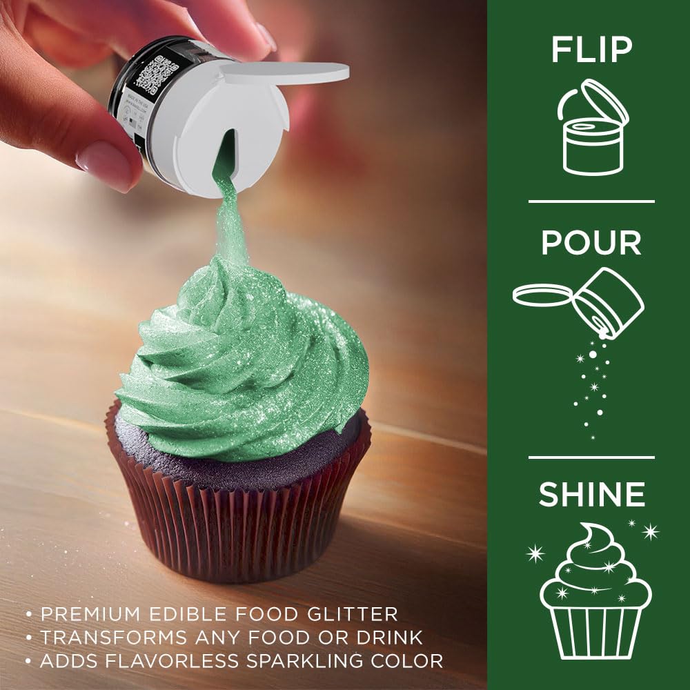 Bakell - Classic Green Tinker Dust (5G, 1X Jar) Edible Glitter For Food, Desserts, And Beverages!