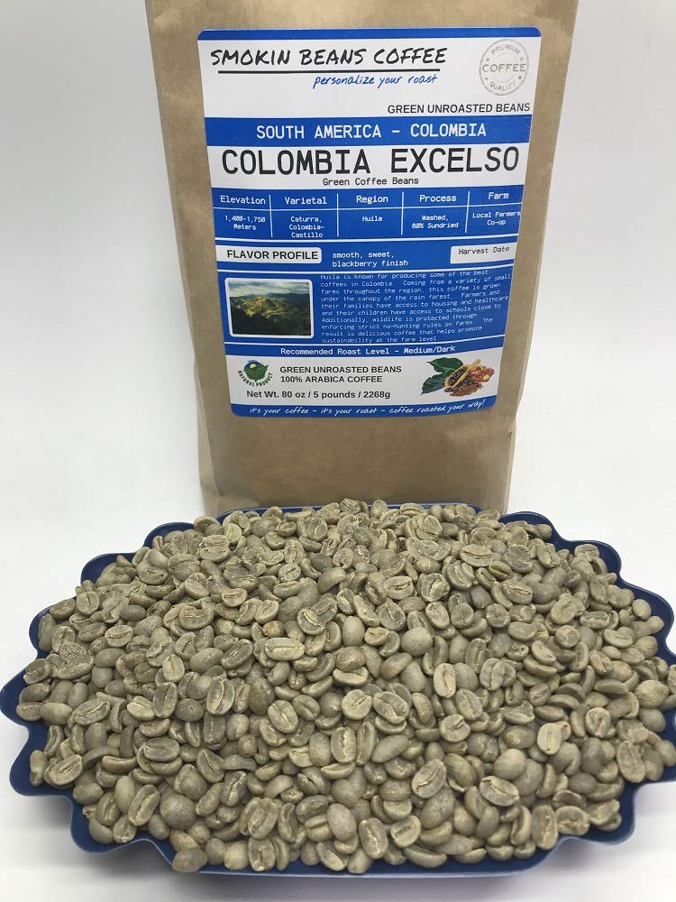 Smokin Beans Unroasted Green Coffee Beans, 5-Pound Fresh Current Crop, Specialty Grade, Roast at Home